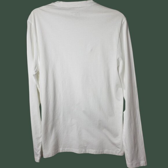Calvin Klein Long-Sleeve T-Shirt 100% Cotton Round Neck Logo Detail wht Medium - Picture 2 of 8
